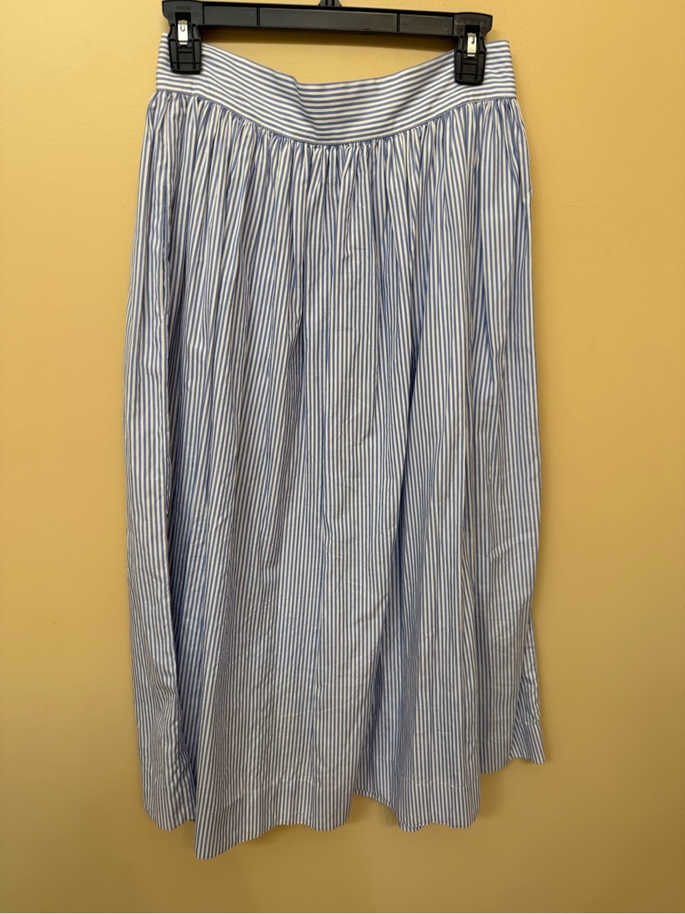 Ralph Lauren Blue and White Striped Button-Front Midi Skirt - Picture 7 of 8